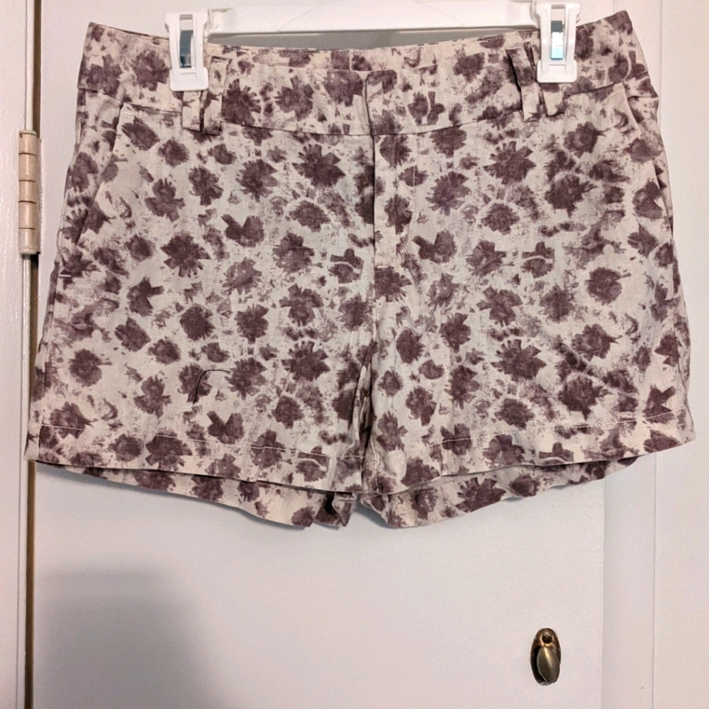 Ann Taylor Loft Taupe Linen/ Cotton Tie-dye Shorts